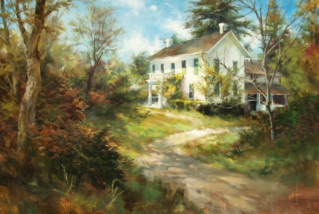Hanley Farm House, Medford, Oregon. Painting by Stefan Baumann