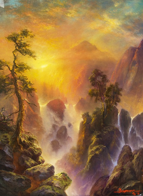 Mount Shasta and Box Canyon, painting by Stefan Baumann