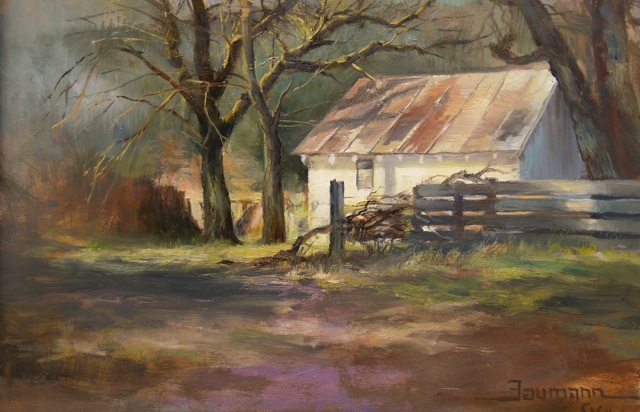 Old Stage Cabin, Plein air painting by Stefan Baumann