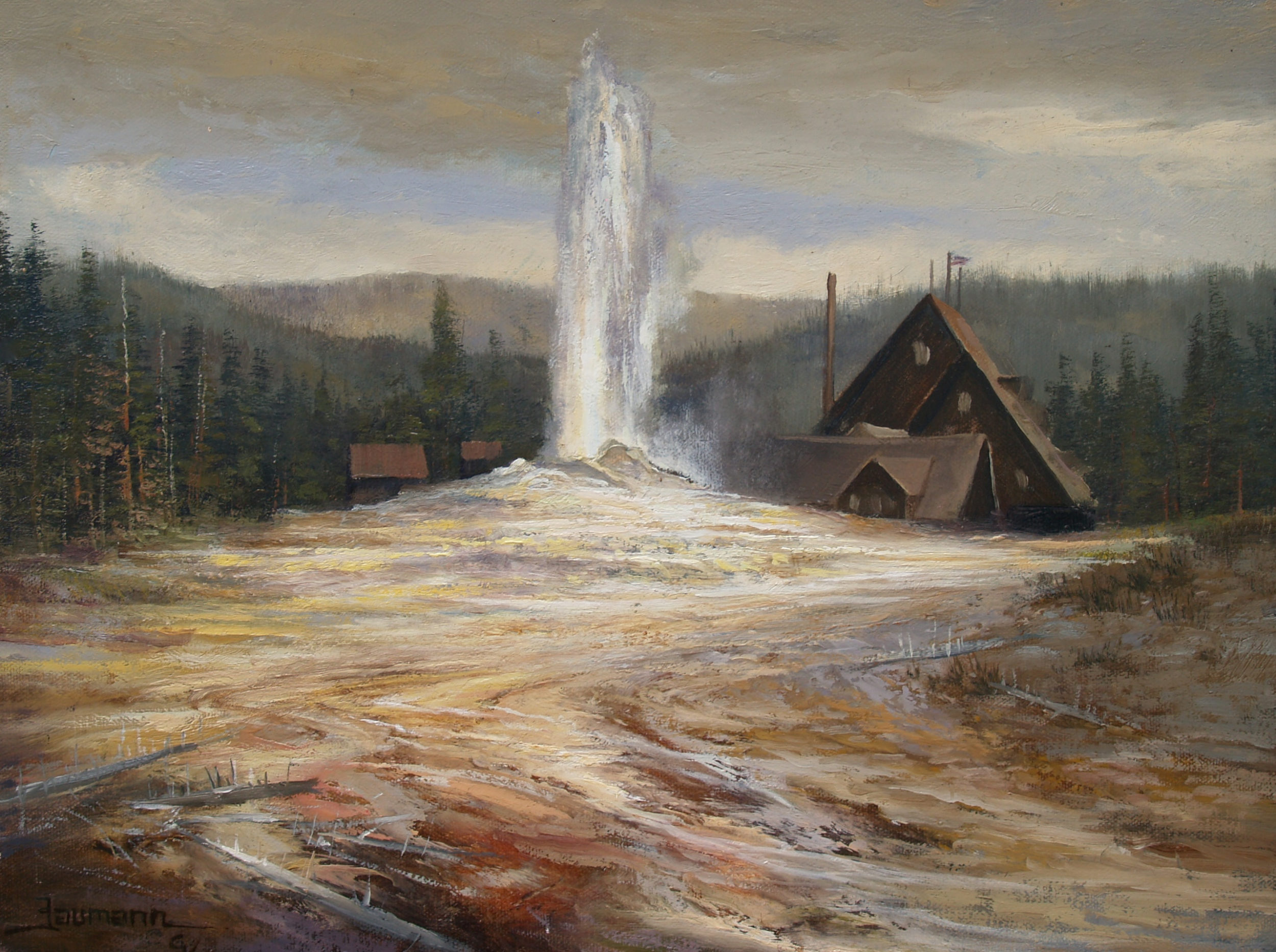 Yellowstone Painting: Old Faithful Lodge