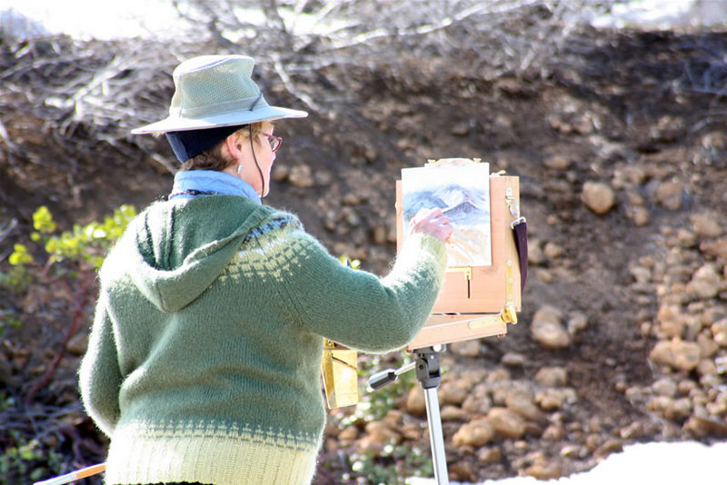 This is a photo of a Participant oil painting on location at The Grand View Workshop