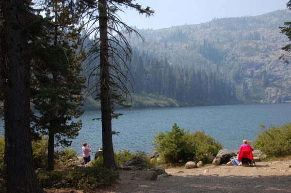 Castle Lake Plein Air workshop with students painting with Stefan Baumann in 2015.