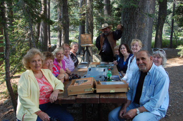 This is a picture of the Basics Workshop Painters at Castle Lake on August 2015 for the final critique.