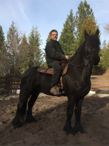 Stefan Baumann on his trusted steed