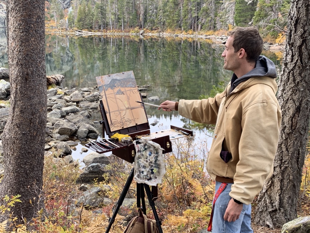 Plein Air paintin at Castle Crage lake in Mt Shasta @ Baumann paint workshop on location